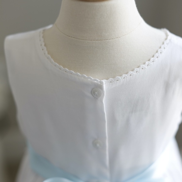 Strasburg Dress White Cotton Lined Sleeveless Embroidery Sash Beach Portrait - Picture 5 of 6